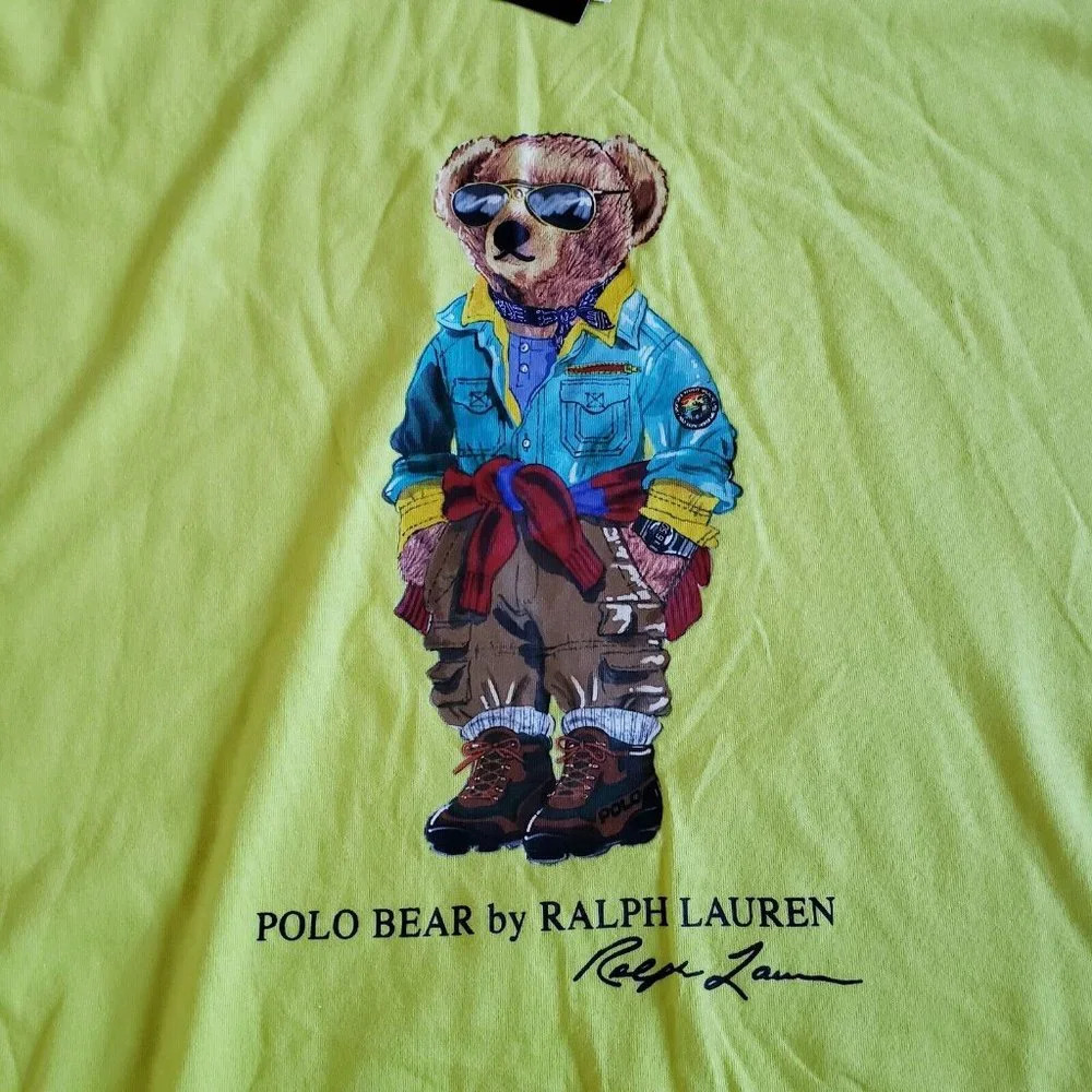 Polo Ralph Lauren Men's Bright Yellow Polo Bear Graphic Crew-Neck T-Shirt 3XLT - Picture 5 of 9